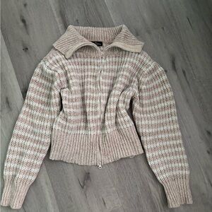 Self Esteem Beige and White Checkered Cardigan